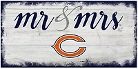 Fan Creations Chicago Bears Script Mr and Mrs 6x12 Sign