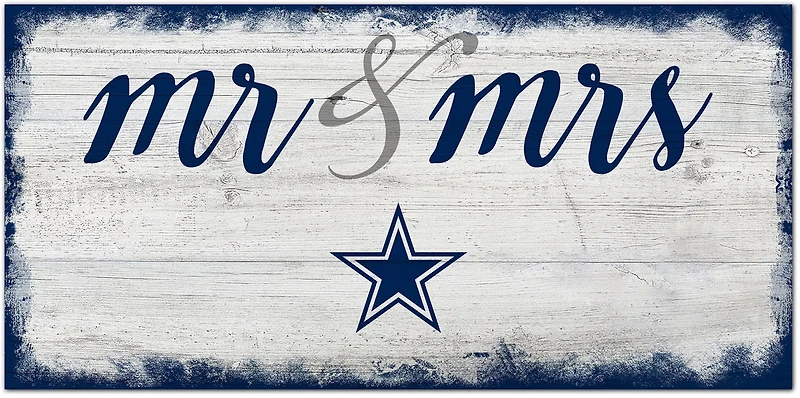 Fan Creations Dallas Cowboys Script Mr and Mrs 6x12 Sign