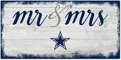 Fan Creations Dallas Cowboys Script Mr and Mrs 6x12 Sign