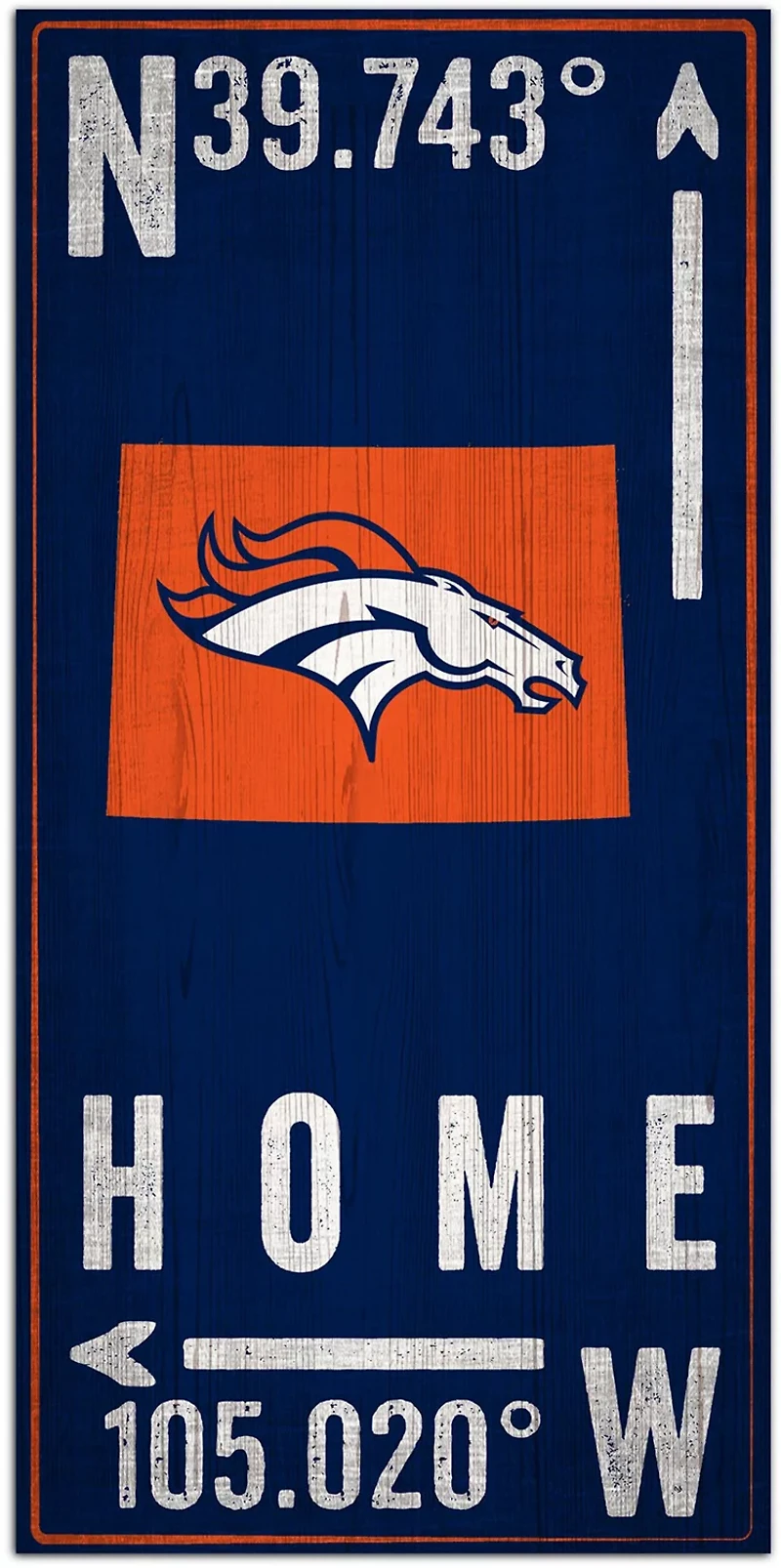 Fan Creations Denver Broncos Coordinate 6 in x 12 in Sign