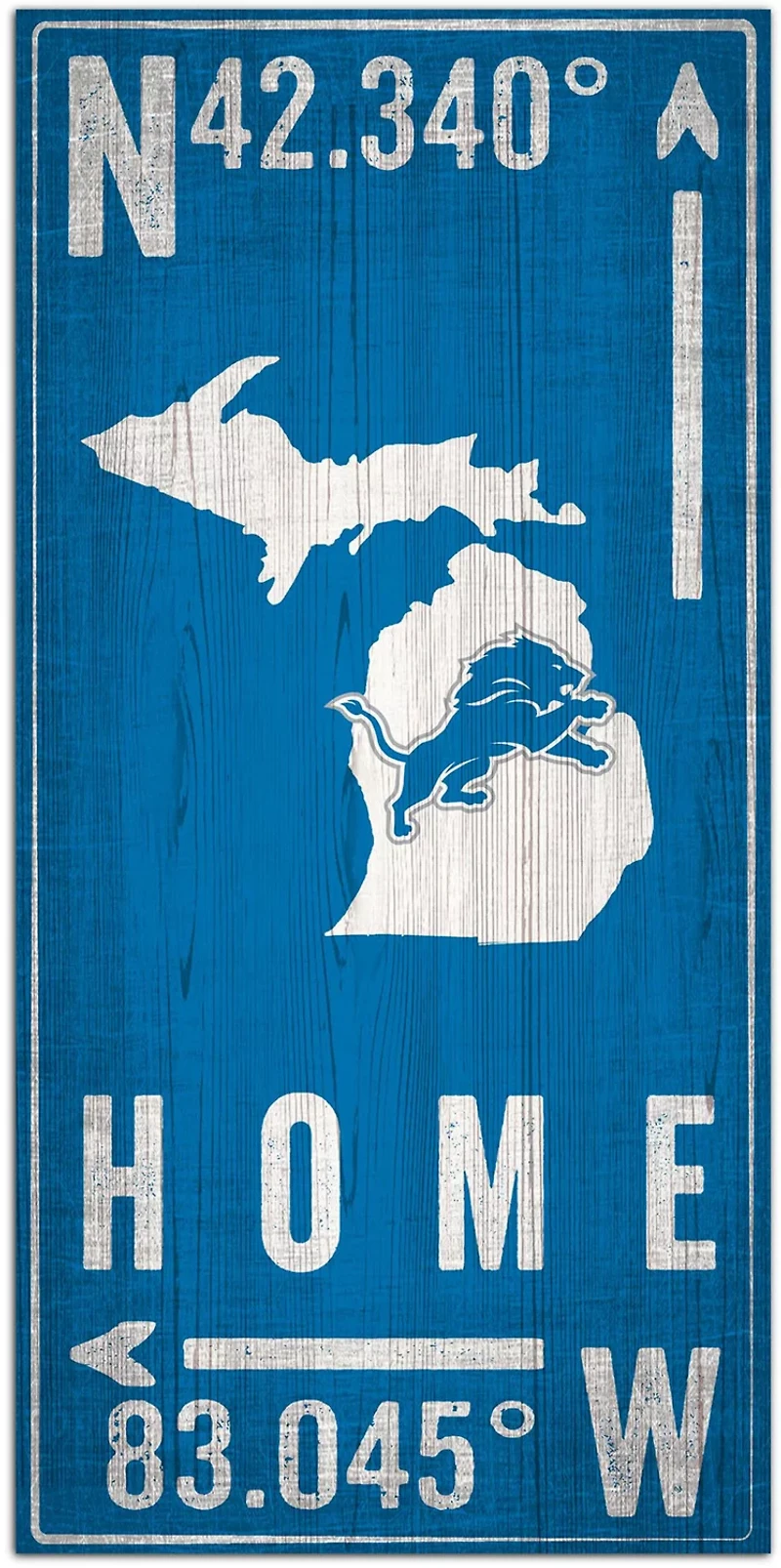 Fan Creations Detroit Lions Coordinate 6 in x 12 in Sign