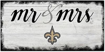 Fan Creations New Orleans Saints Script Mr and Mrs 6x12 Sign