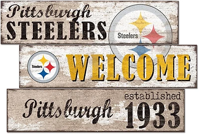 Fan Creations Pittsburgh Steelers Welcome 3 Plank Decor