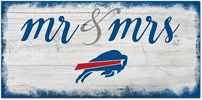 Fan Creations Buffalo Bills Script Mr and Mrs 6x12 Sign