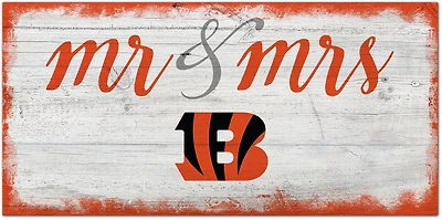 Fan Creations Cincinnati Bengals Script Mr and Mrs 6x12 Sign