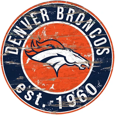 Fan Creations Denver Broncos Round Distressed Sign