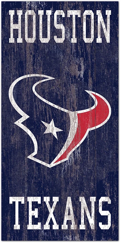 Fan Creations Houston Texans 6 in x 12 in Heritage Distressed Logo Sign