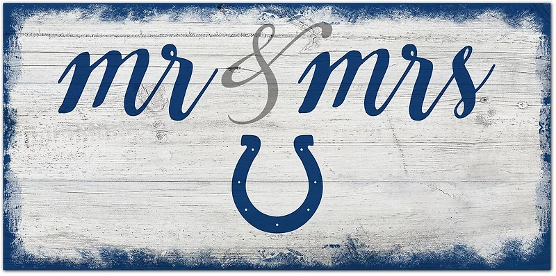 Fan Creations Indianapolis Colts Script Mr and Mrs 6x12 Sign