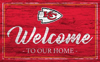 Fan Creations Kansas City Chiefs Team Color Welcome 11 in x 19 in Sign