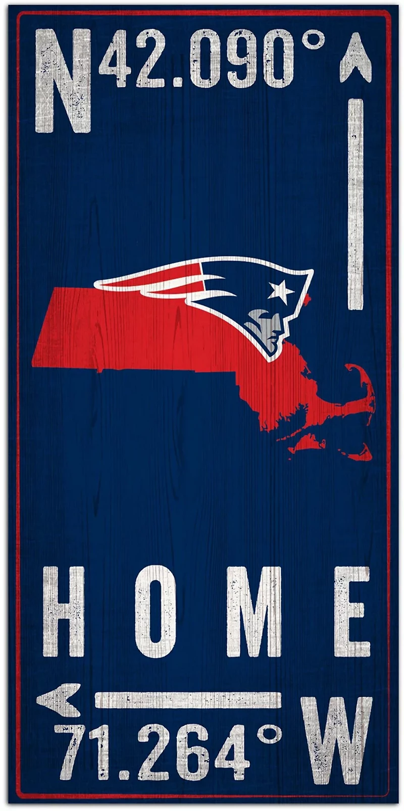 Fan Creations New England Patriots Coordinate 6 in x 12 in Sign