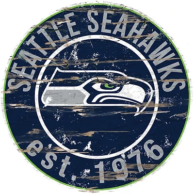 Fan Creations Seattle Seahawks Round Distressed Sign