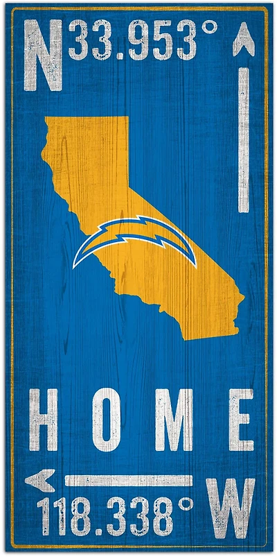 Fan Creations Los Angeles Chargers Coordinate 6 in x 12 in Sign