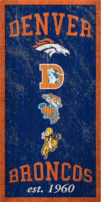 Fan Creations Denver Broncos Heritage 6 x 12 Sign