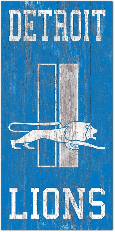 Fan Creations Detroit Lions 6 in x 12 in Heritage Distressed Logo Sign