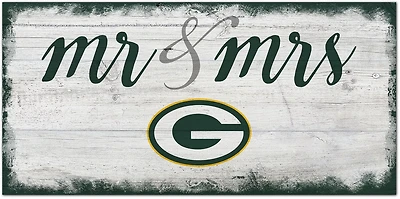 Fan Creations Green Bay Packers Script Mr and Mrs 6x12 Sign