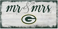 Fan Creations Green Bay Packers Script Mr and Mrs 6x12 Sign