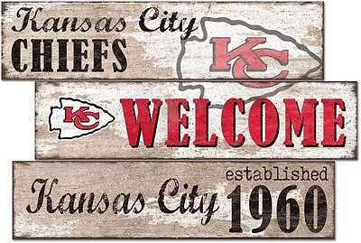 Fan Creations Kansas City Chiefs Welcome 3 Plank Decor