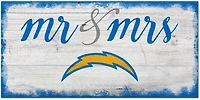 Fan Creations Los Angeles Chargers Script Mr and Mrs 6x12 Sign