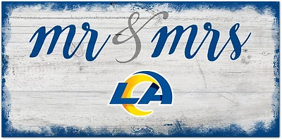 Fan Creations Los Angeles Rams Script Mr and Mrs 6x12 Sign