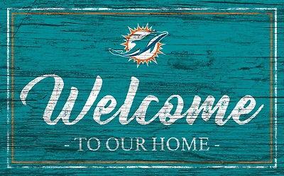 Fan Creations Miami Dolphins Team Color Welcome 11 in x 19 in Sign