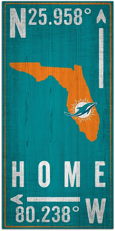 Fan Creations Miami Dolphins Coordinate 6 in x 12 in Sign