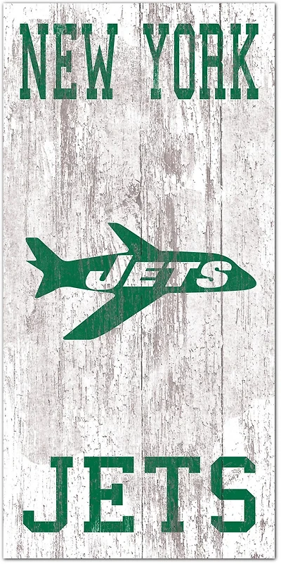 Fan Creations New York Jets 6 in x 12 in Heritage Distressed Logo Sign
