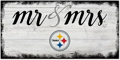 Fan Creations Pittsburgh Steelers Script Mr and Mrs 6x12 Sign