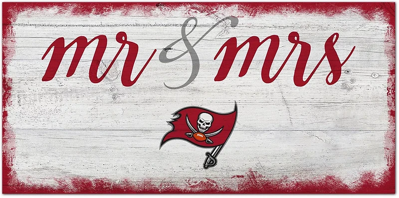 Fan Creations Tampa Bay Buccaneers Script Mr and Mrs 6x12 Sign