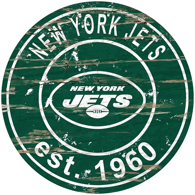 Fan Creations New York Jets Round Distressed Sign