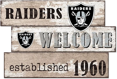 Fan Creations Las Vegas Raiders Welcome 3 Plank Decor