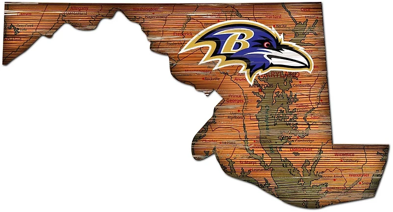 Fan Creations Baltimore Ravens Logo Distressed State Sign