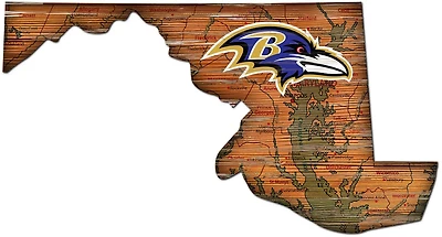 Fan Creations Baltimore Ravens Logo Distressed State Sign