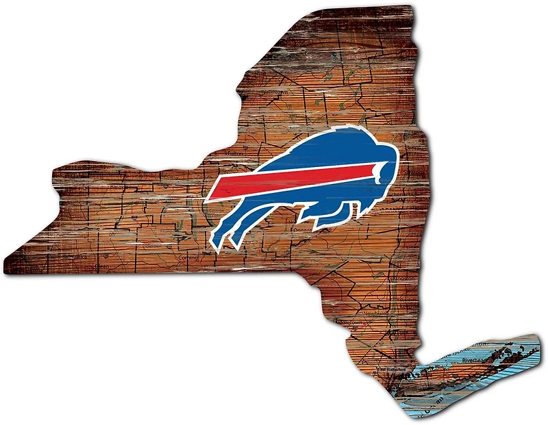 Fan Creations Buffalo Bills Logo Distressed State Sign