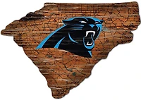 Fan Creations Carolina Panthers Logo Distressed State Sign