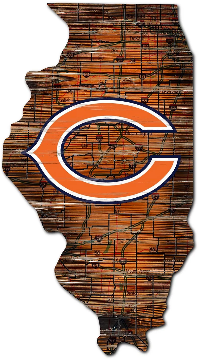 Fan Creations Chicago Bears Logo Distressed State Sign