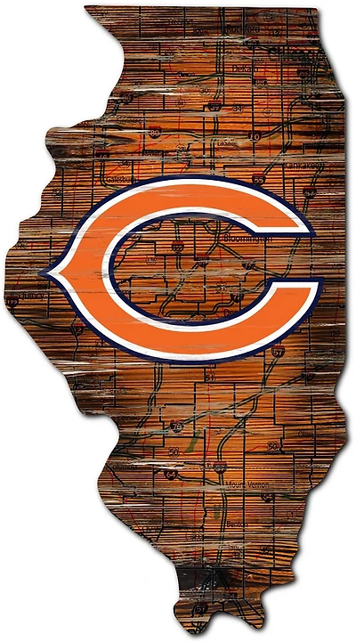 Fan Creations Chicago Bears Logo Distressed State Sign