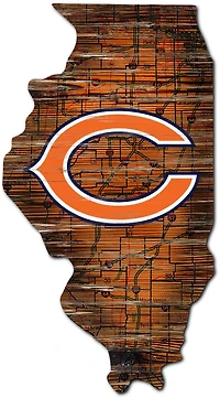 Fan Creations Chicago Bears Logo Distressed State Sign