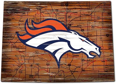 Fan Creations Denver Broncos Logo Distressed State Sign