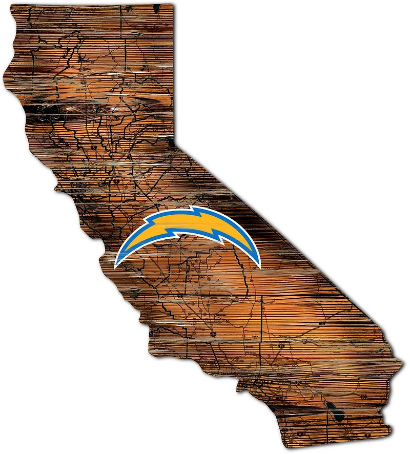 Fan Creations Los Angeles Chargers Logo Distressed State Sign