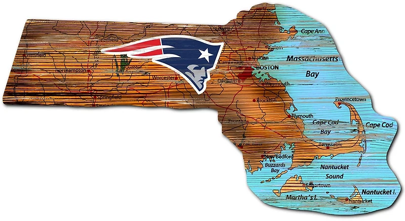 Fan Creations New England Patriots Logo Distressed State Sign