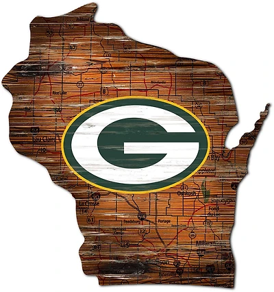 Fan Creations Green Bay Packers Logo Distressed State Sign