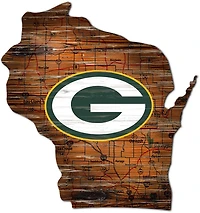 Fan Creations Green Bay Packers Logo Distressed State Sign