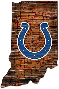 Fan Creations Indianapolis Colts Logo Distressed State Sign