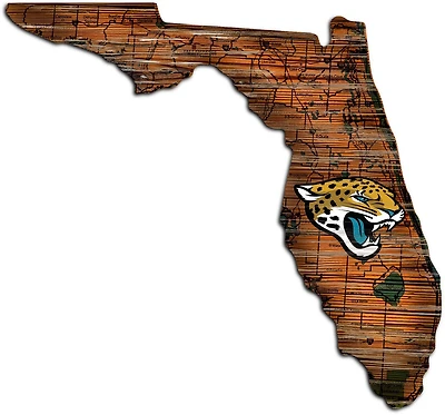 Fan Creations Jacksonville Jaguars Logo Distressed State Sign