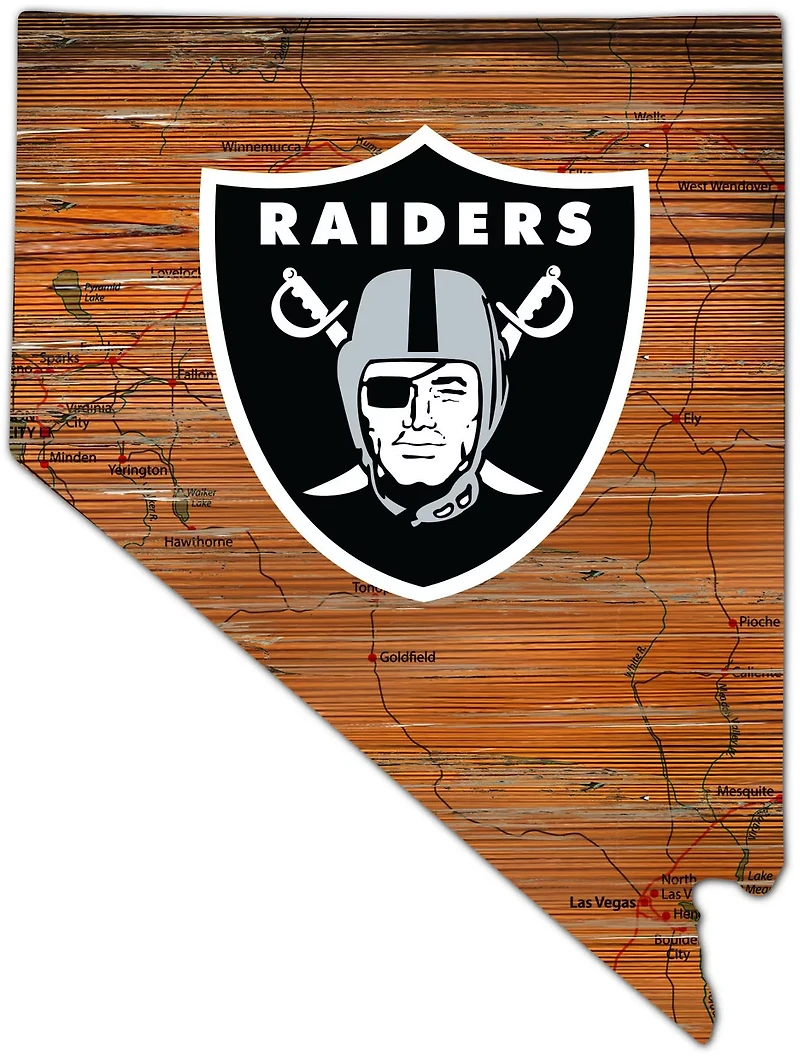 Fan Creations Las Vegas Raiders Logo Distressed State Sign