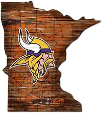 Fan Creations Minnesota Vikings Logo Distressed State Sign