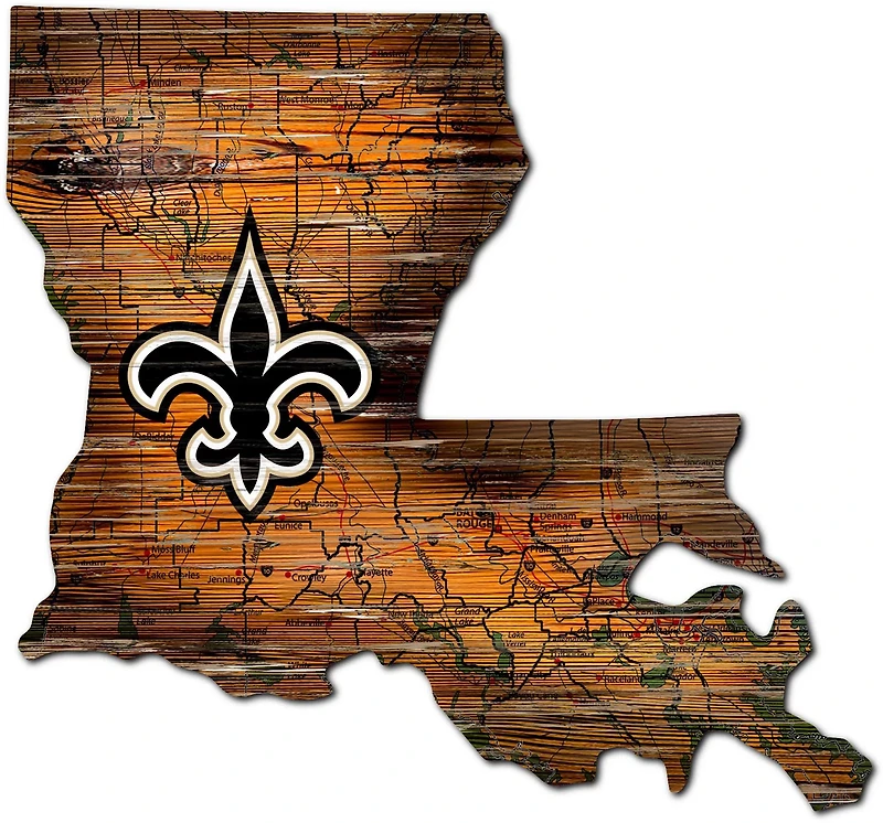 Fan Creations New Orleans Saints Logo Distressed State Sign