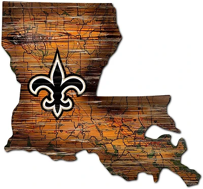 Fan Creations New Orleans Saints Logo Distressed State Sign