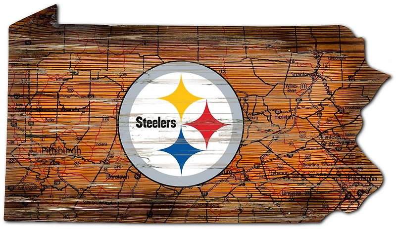 Fan Creations Pittsburgh Steelers Logo Distressed State Sign