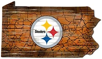 Fan Creations Pittsburgh Steelers Logo Distressed State Sign